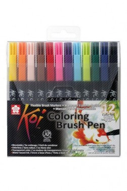 Sakura Koi Coloring Brush Pen:  Set of 12 Colors