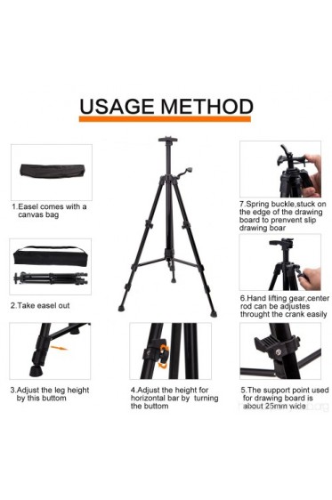 Easel: Aluminum Sketching Easel with Compass Level (multi color)