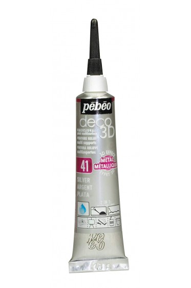 Pebeo Deco 3D Paint : Brilliant Metallic Silvert 20ml