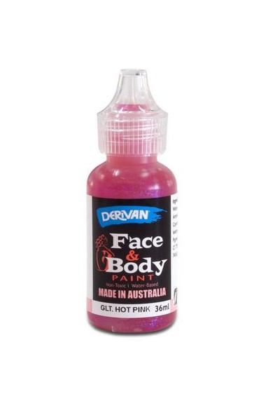 Derivan Face & Body Paint: Glitter Hot Pink 36ml