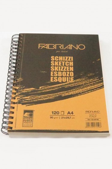 Fabriano Artist Papers: Fabriano Schizzi Spiral Bound A4 90gsm 120's