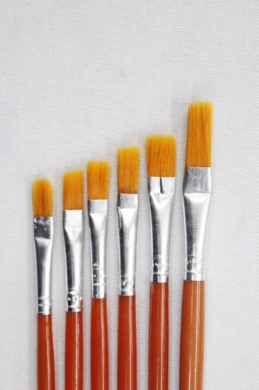 Berkeley Brush: Flat Orange Nylon Brush  6pcs Set