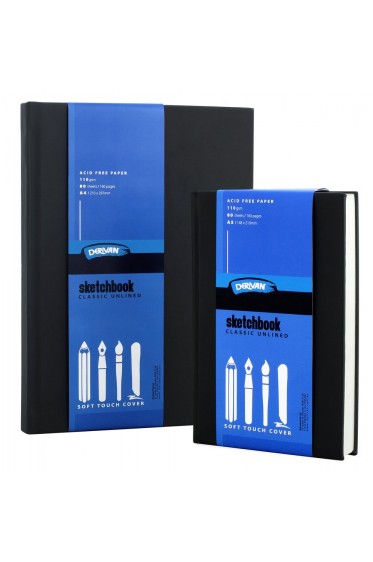 Derivan Pads: Sketch Book Rubber Cover A5 110gsm 80 Sheets