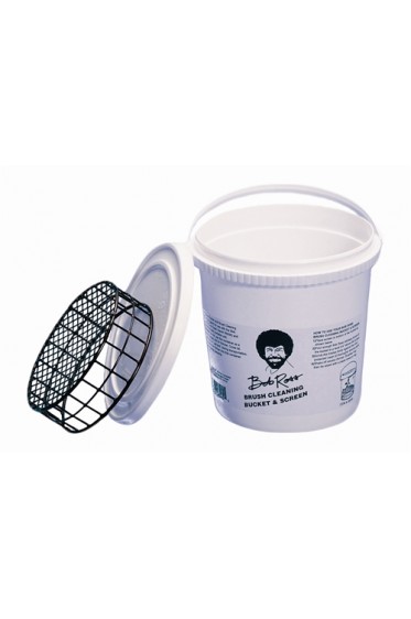 Brush Holder & Washer: Bob Ross Brush Cleaning Bucket with Screen