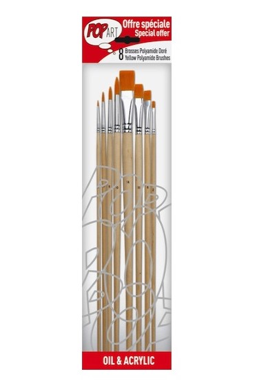 Pebeo Pop Art Brush: Oil & Acrylic Artist Set 8pcs