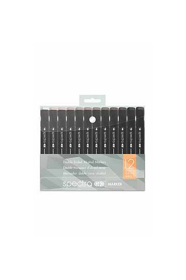 Spectra Ad Alcohol Marker Gray Set 12 Shades