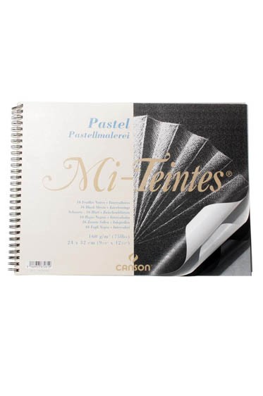 Canson Pastel Paper Mi-Teintes: All Black Spiral 160gsm 16 Sheets