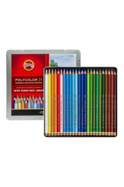 Koh-I-Noor Polycolor Colored Pencil 24 Colors Set with Tin Case