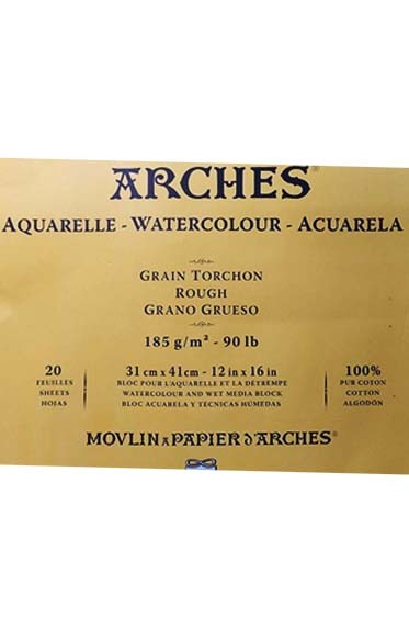 Canson Arches: Rough Cream White 185gsm Block 20 Sheets 12 1/8x 16 1/8
