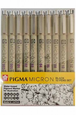 Sakura Pigma Micron:  Sakura Pigma Micron Set Black 10's