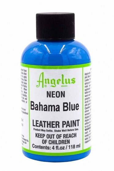 Angelus Acrylic Leather Paint: Neon Bahama Blue 1oz