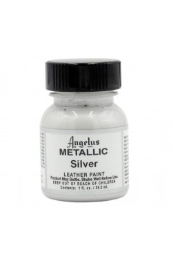 Angelus Acrylic Leather Paint: Metallic Silver 1oz