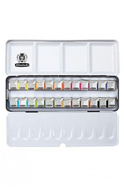 Schmincke Akademie Aquarell: Compact Metal Set 24 Half Pan