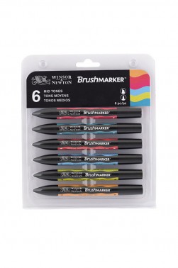 Winsor & Newton BrushMarker:  Mid Tones Set 6pcs