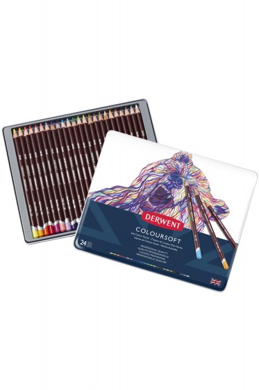 Derwent Coloursoft Colored Pencil: Coloursoft Pencil Tins of 24pcs Set