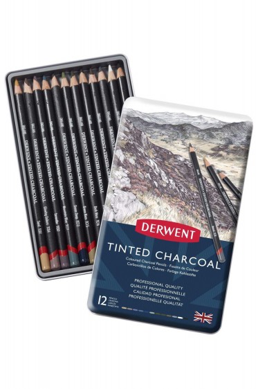 Derwent Charcoal: Tinted Charcoal Pencils Tins of 12pcs Set